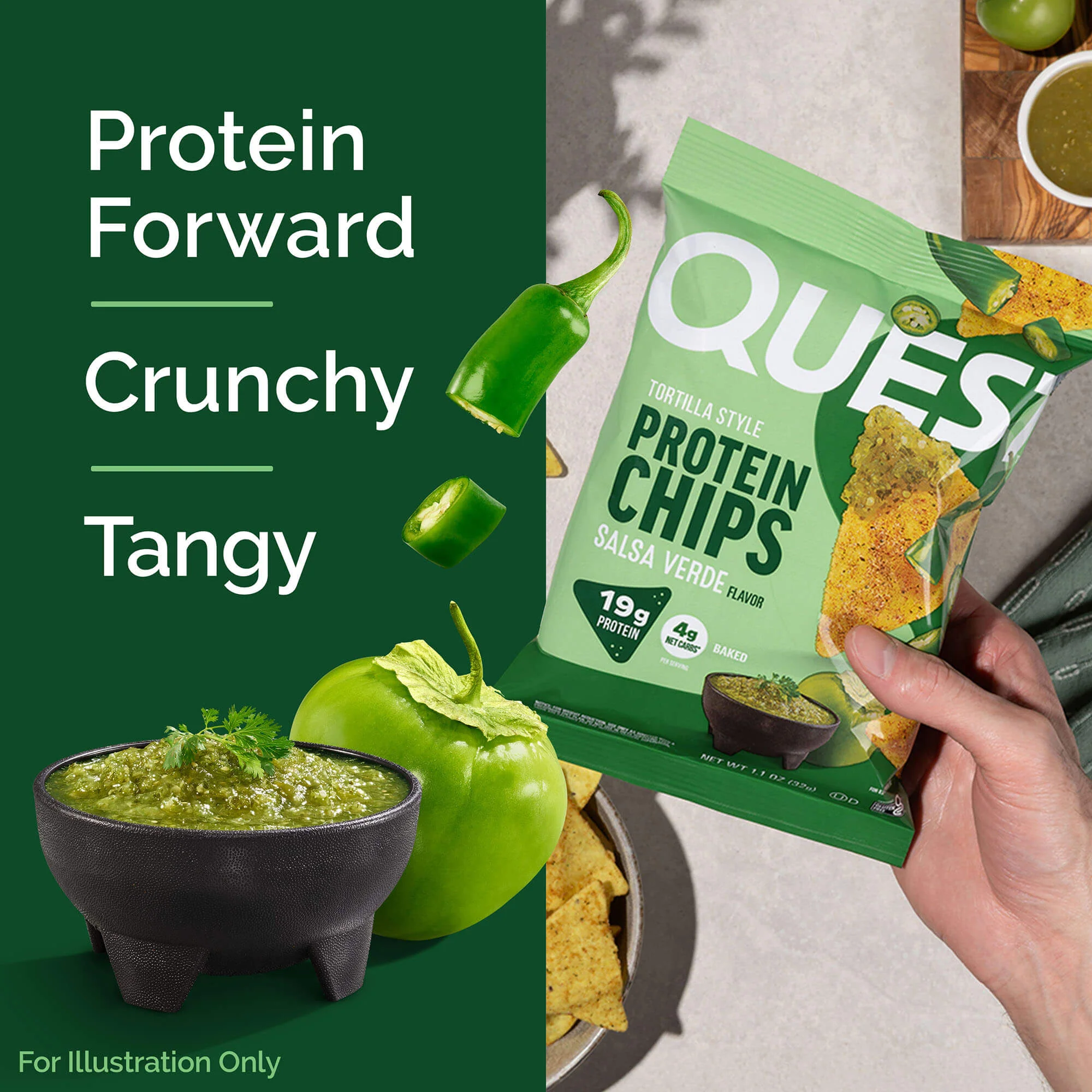 Salsa Verde Tortilla Style Protein Chips - Image 3