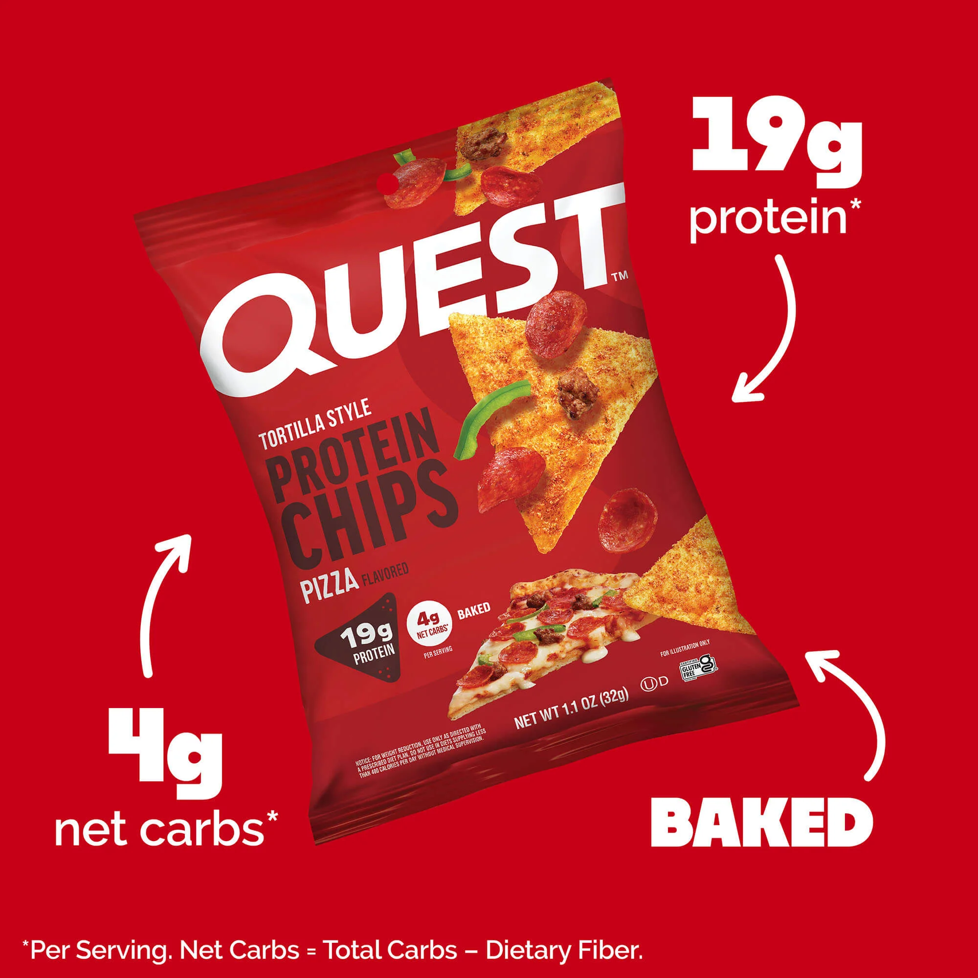 Alternative view of Pizza Tortilla Style Protein Chips