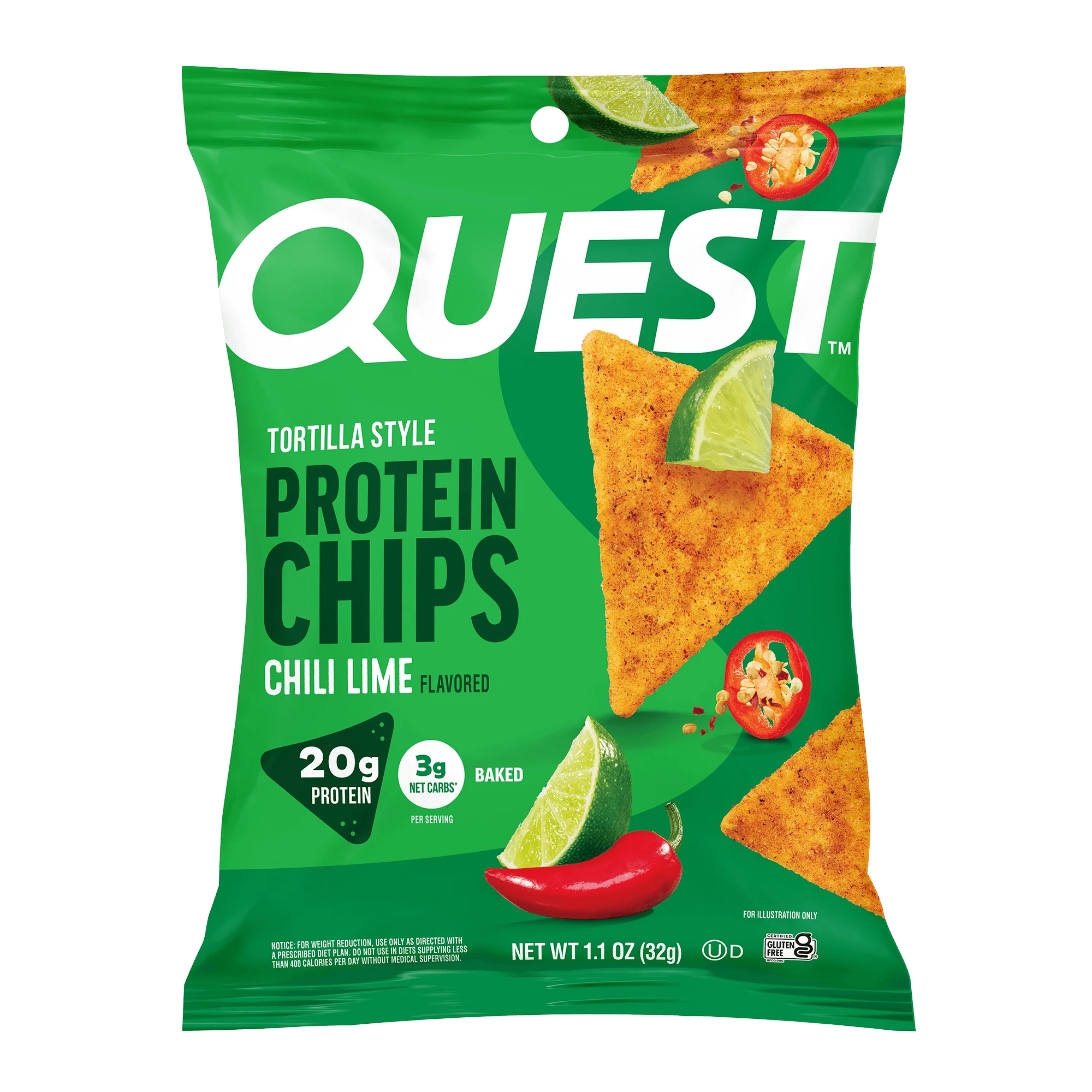 Alternative view of Chili Lime Tortilla Style Protein Chips