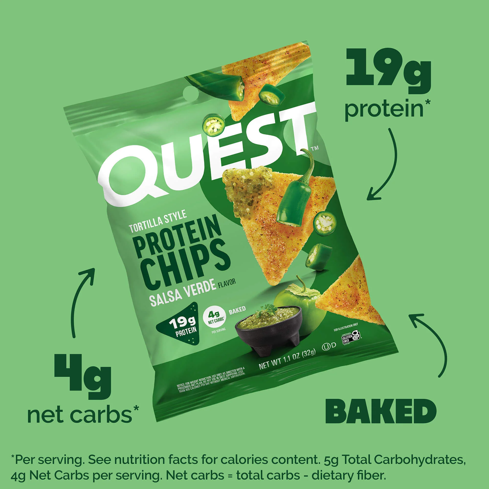 Alternative view of Salsa Verde Tortilla Style Protein Chips