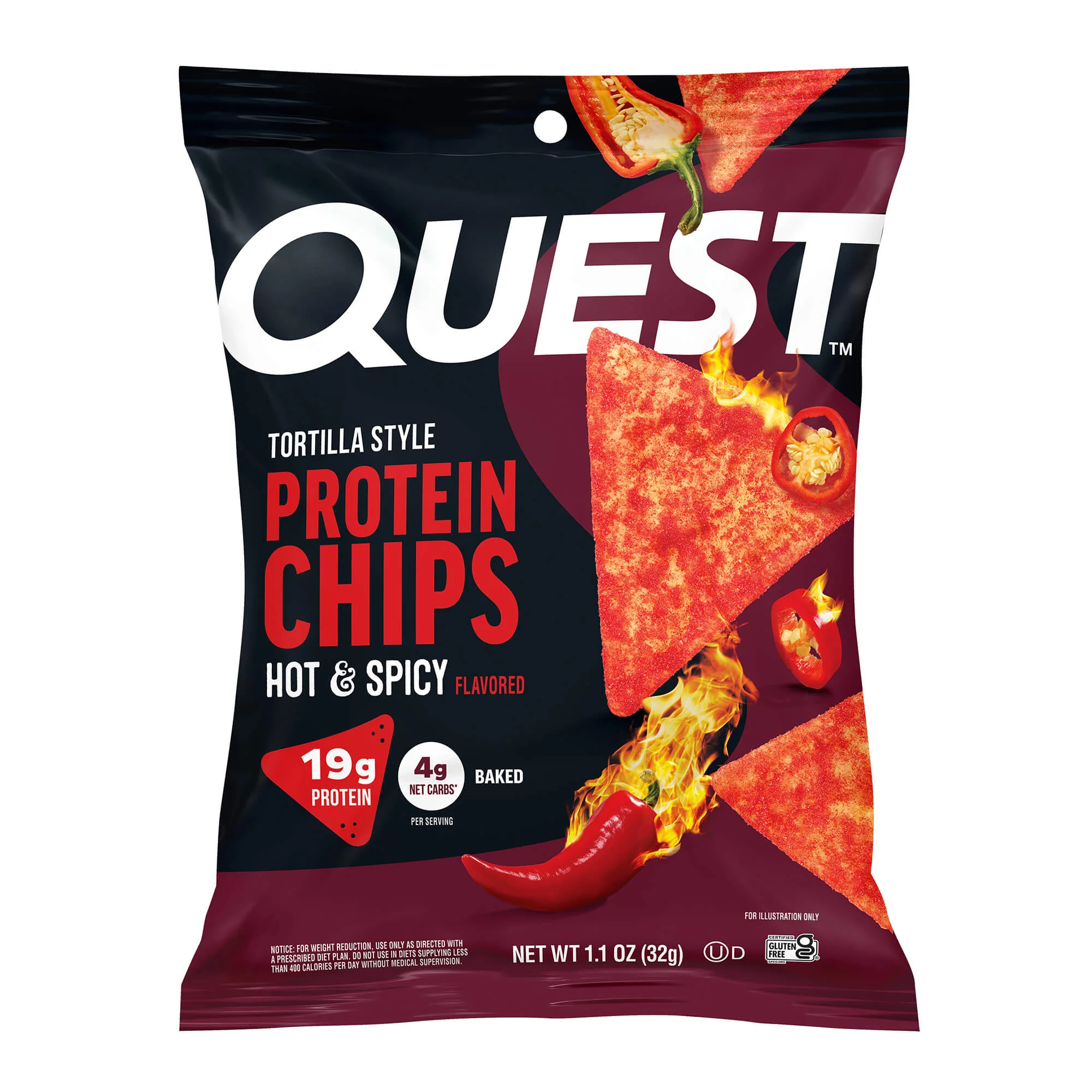 Alternative view of Hot & Spicy Tortilla Style Protein Chips